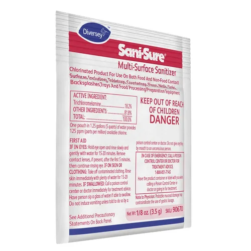 Vista 3 de Diversey Sani-Sure - Desinfectante multisuperficie, paquetes de 100 x 0.125 onzas Superficies de contacto con alimentos, encimeras, fregaderos
