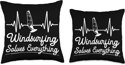 Vista 3 de Windsurfing Surfing Board Water Sports Throw Pillow