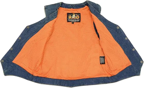 Vista 4 de Milwaukee Leather MDL4000 - Chaleco de mezclilla para mujer color azul liso con 4 broches frontales