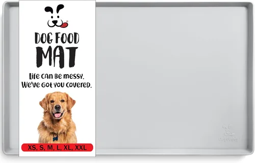 Vista 13 de DogBuddy Tapete antideslizante para la comida y el agua de perros y mascotas, impermeable, de silicona, con bordes, XS (11 x 11 pulgadas), negro