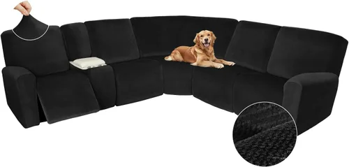 Vista 673 de Arfntevss Fundas de sofá seccional reclinable de terciopelo, Funda de sofá seccional de esquina para sofá reclinable, Funda elástica suave