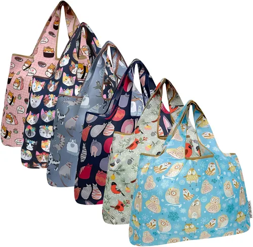 Vista 11 de allydrew Bolsas grandes plegables de nailon reutilizables para comestibles, paquete de 6