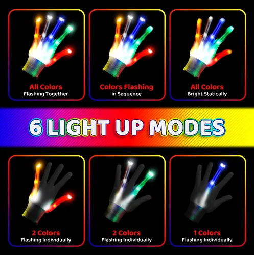 Vista 3 de ENERKIDI LED Gloves 2pair Light Up Gloves for Kids Gifts for 3 4 5 6 7 8 Year Old Boys Birthdays Christmas Toys for Boys