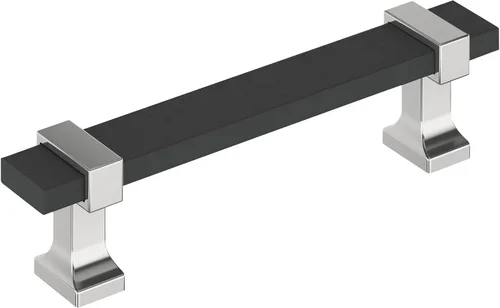 Vista 12 de Amerock Overton - Tirador para gabinete de 96 mm de centro a centro en acabado negro mate cepillado/bronce champán, BP36681BMBCZ