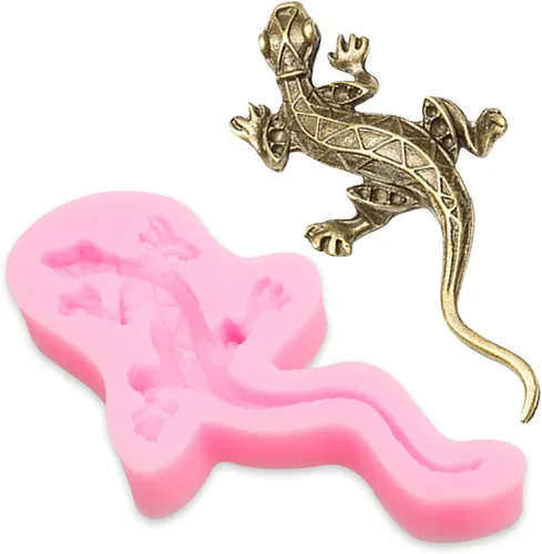 Vista 9 de Lizard Gecko - Molde para fondant, 4 unidades, moldes de silicona para dulces de chocolate para decoración de pasteles, decoración de cupcakes