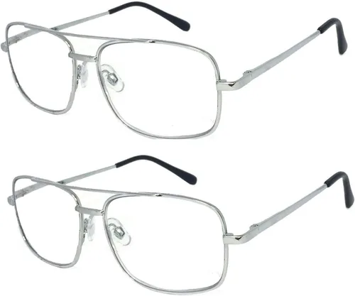 Vista 5 de 2 pares de gafas de lectura con bisagra de resorte, marco de metal, sin línea, progresivas