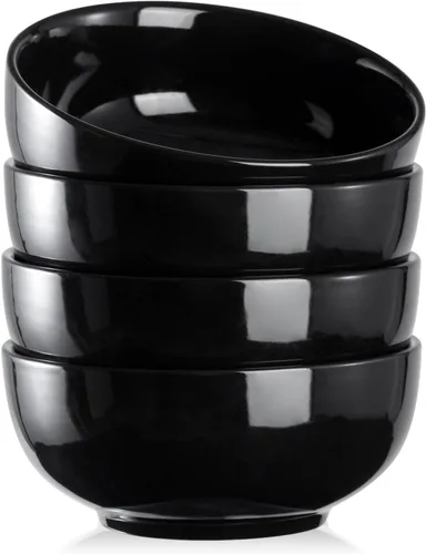 Vista 13 de DOWAN Juego de 4 cuencos pequeños de cerámica de 8.5 onzas, cuencos blancos para postres, salsas, guarniciones, helado, fruta, arroz, aptos