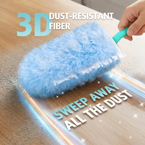 Vista 3 de 60 repuestos de plumero de 360° para Swiffer Duster con 2 asas mejoradas 60 recambios + 2 mangos