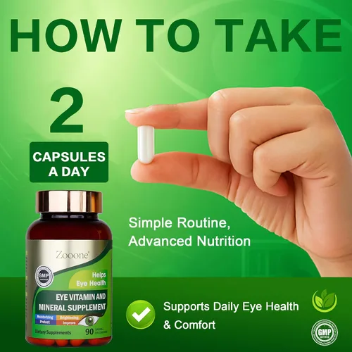 Vista 6 de zooone Luteína y Zeaxantina Vitaminas para los Ojos, Suplemento de Vitaminas y Minerales para los Ojos con Vitamina C, E, Zinc, Cobre, Apoyo