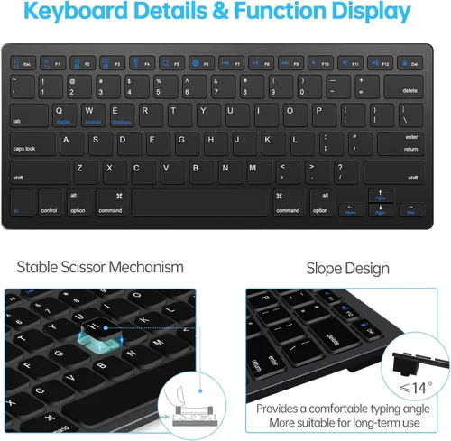 Vista 3 de Juego de teclado y mouse Bluetooth inalámbricos, teclado y mouse inalámbricos delgados y silenciosos, compatible con Negro