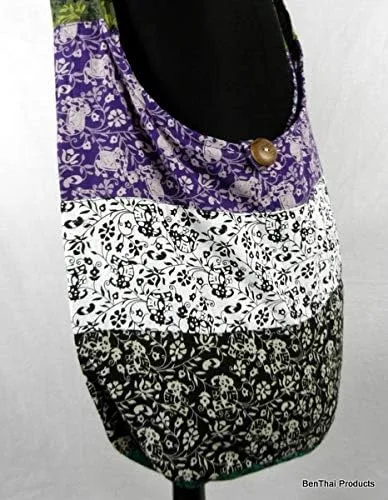 Vista 4 de BTP! Bolso bandolera con estampado floral de elefante, bolso hippie Hobo tailandés, algodón gitano, bohemio, grande