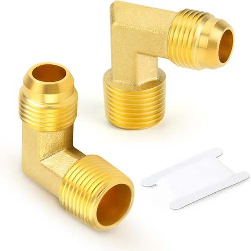 Vista 15 de GASHER Adaptador de codo de montaje de tubo de latón de 1/2 pulgada flare x 1/2 pulgada NPT macho Pipe