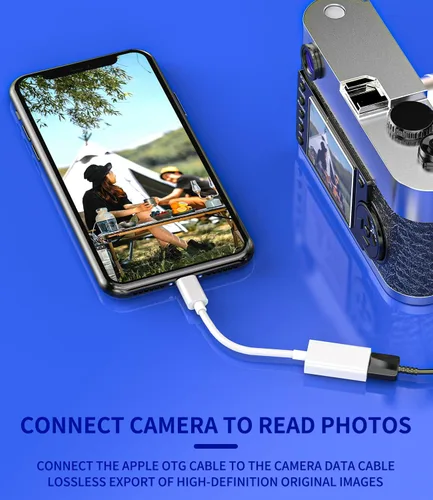 Vista 7 de Adaptador OTG para iPhone (paquete de 2) Dongle Lightning macho a USB hembra, cable convertidor de cámara, lector de tarjetas, unidad flash