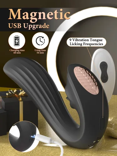 Vista 5 de Vibrador de juguetes sexuales para adultos para mujeres – Vibradores de empuje de lengua 3 en 1, consolador de rosa, juguetes sexuales con 9