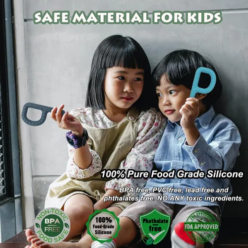Vista 4 de Juguetes sensoriales para niños, bebés y niños pequeños, paquete de 4, juguetes de dentición en forma de P para 3-6, 6-12 meses, estimulación motora