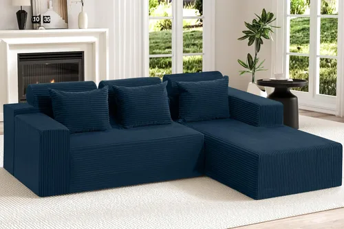 Vista 20 de Homguava - Sillones seccionales modulares para sala de estar, sofá de 101" en forma de nube con chaise en L, cómodo sofá de sala de estar