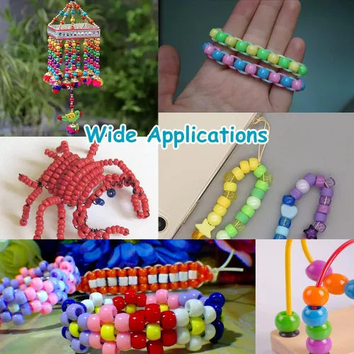 Vista 6 de Cuentas Pony 1100 Piezas, Cuentas para Hacer Joyas, Cuentas para Hacer Pulseras, Cuentas de Plástico para Manualidades para Trenzas para Niñas Negro