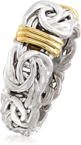 Vista 3 de Ross-Simons Anillo bizantino de plata de ley con estaciones de oro de 14 quilates Talla 7 Plata Esterlina no conocido