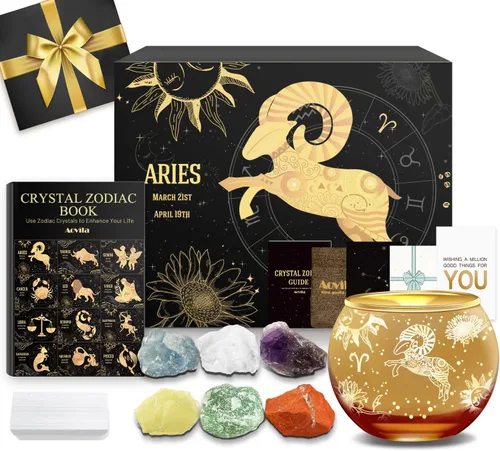 Vista 12 de Conjunto de regalo de cristales de Acuario, signos del zodiaco, piedras de nacimiento de cristales curativos con caja de horóscopo, cristales