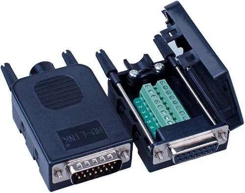 Vista 4 de Adaptador macho de terminal DB15 sin soldadura RS232 a 15 pines