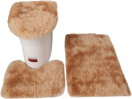 Vista 7 de XZJMY Juego de 3 alfombras de baño, tapetes de baño, tapetes antideslizantes y absorbentes, tapete de contorno en forma de U y cubierta de tapa