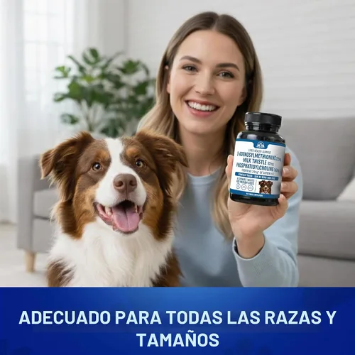 Vista 8 de Suplemento de apoyo hepático para perros medianos con silimarina (SAMe y silybina) S-adenosil-L-metionina (SAM-e) y silybum (cardo lechería)