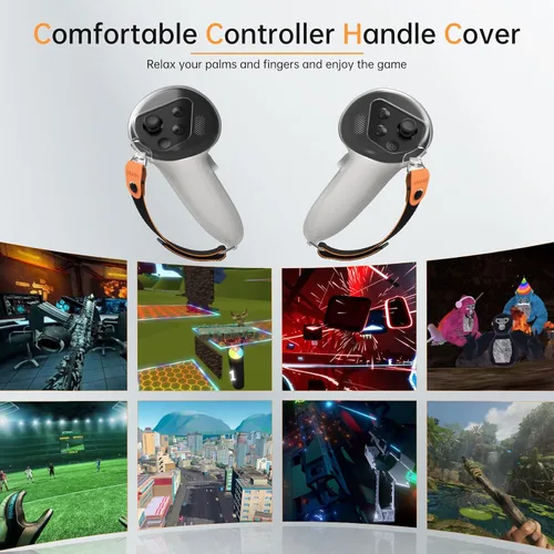 Vista 2 de Hibloks Upgraded Controller Grips Cover Compatible with MetaOculus Quest 3 Accessories,Silicone Cover with Non-slip Texture, Thumb Massage Design