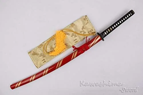 Vista 3 de Musashi Samurai Espada Japonesa Katana Imitado Damasco Acero Full Tang Sharpness Listo para Cortar Mate Paja-41 Pulgadas