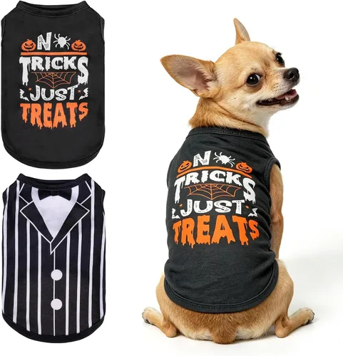 Vista 28 de BINGPET Bad to The Bone - Camiseta de algodón suave para cachorros, transpirable, ligera, para disfraz de perro, chaleco sin mangas, lavable a Malo