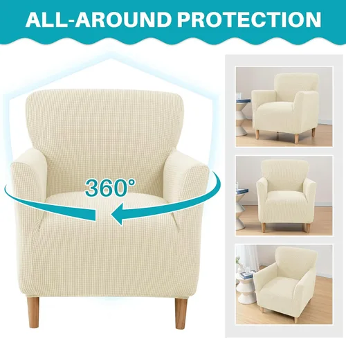 Vista 5 de MIFXIN Fundas para sillón de banquete, funda suave y elástica de jacquard con brazos, elástica antideslizante, funda de sofá, protector de muebles