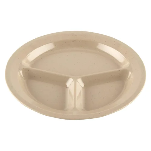 Vista 22 de G.E.T. CP-530-T Tan 9" 3-Compartment Plate, Break Resistant Dishwasher Safe Melamine Plastic, Supermel Collection (Pack of 12)