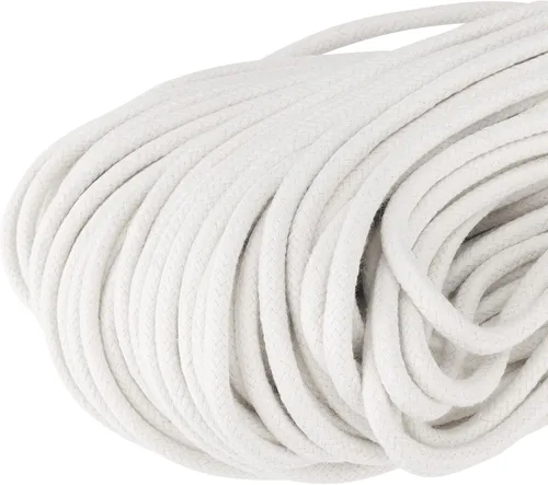 Vista 3 de MOUYAT Cuerda de algodón natural de 328 pies x 1/4 pulgadas, cordón de algodón trenzado multiusos para colgar ropa, macramé, colgador de plantas