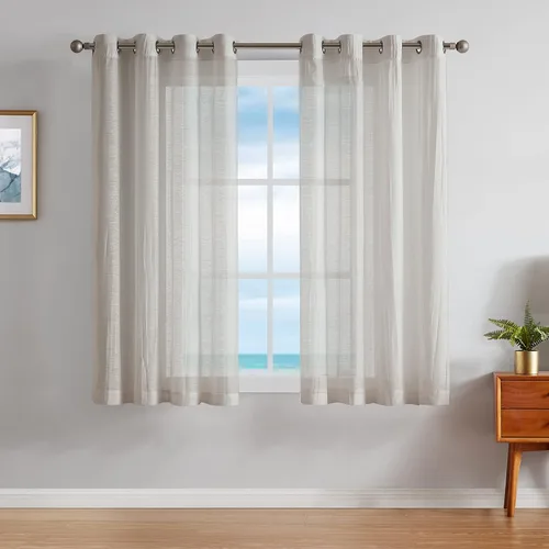 Vista 13 de Nautica - Cordelia - Cortina transparente aplastada Cortinas para ventana Cortinas ligeras Juego de 2 paneles Transparente Cabecera