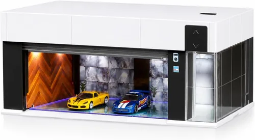 Vista 9 de Vitrina fundida a presión a escala 1/64 para almacenamiento de ruedas calientes, garaje eléctrico con luces LED, control de voz apilable