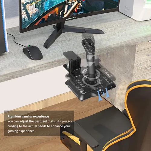 Vista 4 de HUYE Metal Desk Mount Bracket Holder Compatible with Turtle Beach VelocityOne Flight Stick & Logitech G Extreme 3D Pro USB Joystick for Windows