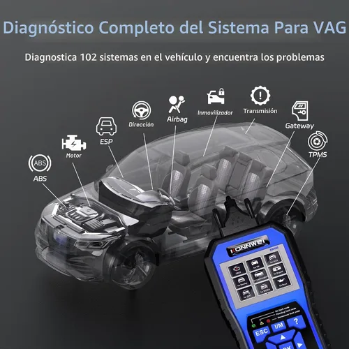 Vista 3 de KONNWEI Escáner OBD2 Compatible con VW Audi Skoda Seat, Herramienta de Diagnóstico de Sistema Completo OBD2 con Registro de Batería, Lector