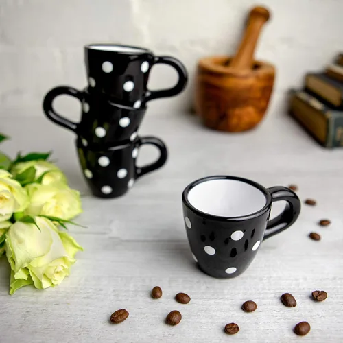 Vista 5 de City to Cottage Tazas de café expreso de cerámica, tazas pequeñas de chupitos Expresso, tazas de expreso, tazas Demitasse, perfectas para máquina