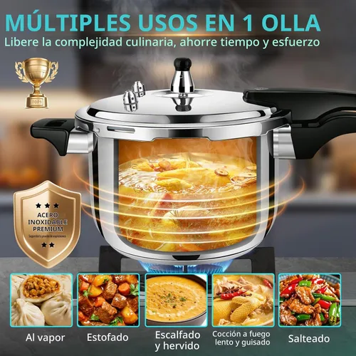 Vista 4 de Olla a presión de acero inoxidable de 3 cuartos pequeña, 8 en 1, compatible con inducción, más de 8 características de seguridad, estufa