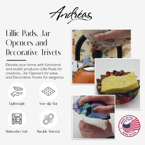 Vista 4 de Andreas - Abrelatas de silicona antideslizante de 6.25 pulgadas, abridor de tapas fácil, hecho con silicona y tela, apto para lavavajillas, pelador