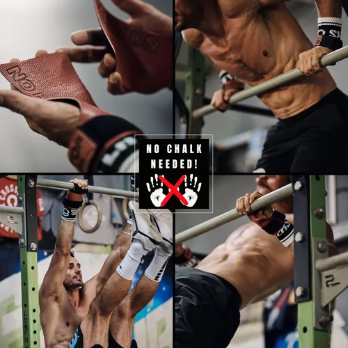 Vista 7 de Empuñaduras adhesivas de gimnasia para entrenamiento funcional cruzado, levantamiento de pesas, gimnasia, dominadas, musculares, correas de muñeca