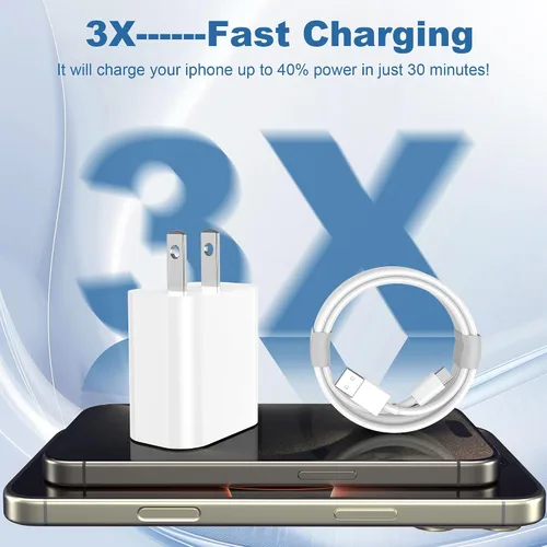 Vista 8 de Bloque de cargador de pared USB C de 20 W con cable USB A a USB C