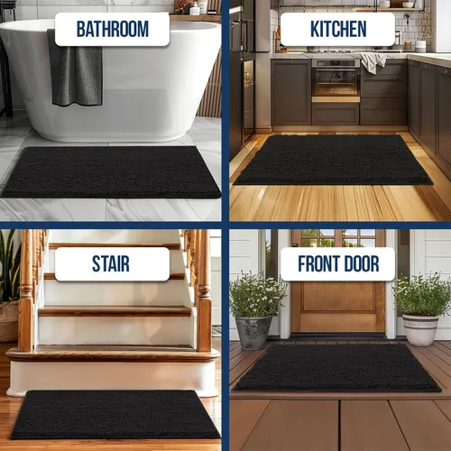 Vista 6 de Muddy Mat Alfombras de Baño de Chenilla de Microfibra de Secado Rápido Antideslizantes Lavables, Extra Gruesas, Suaves y Altamente Absorbentes