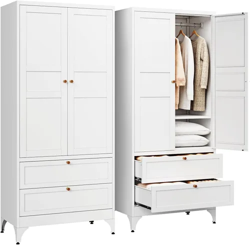 Vista 16 de Letaya Armarios de Metal para Ropa con Cerradura, Casillero de Ropa 72" X 36" X 18" Armarios de Almacenamiento para Habitación del Hogar