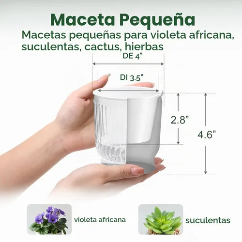 Vista 2 de T4U Macetas de riego automático para plantas de interior de 4 pulgadas Transparente