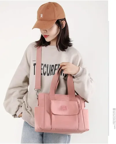 Vista 6 de Bolso de lona para mujer, bolso cruzado de nailon, bolso de hombro, bolso de hobo, lindo tamaño grande, casual, embrague