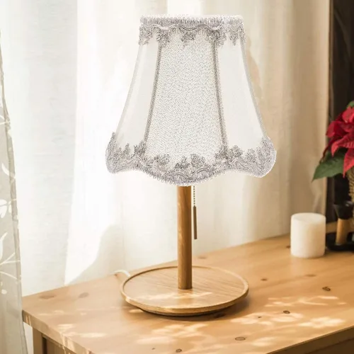 Vista 9 de Uonlytech Pantalla de lámpara de tela plateada con clip de arpillera pequeña, pantalla de lino para mesa, lámpara de pared, sala de estar