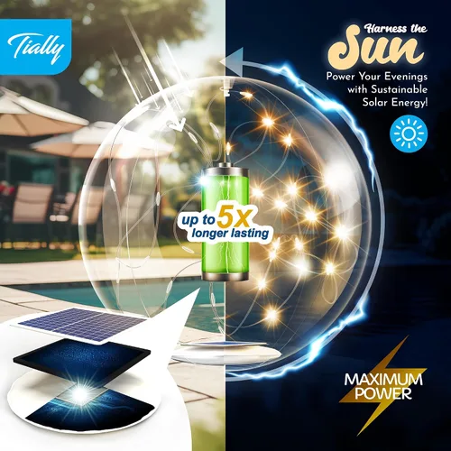 Vista 3 de TIALLY Luces flotantes de hadas para piscina alimentadas por energía solar, bolas LED inflables impermeables de 14 pulgadas, luces para piscina