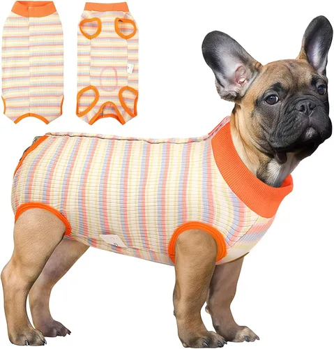 Vista 23 de SAWMONG Traje de recuperación para perros, hembras y machos, transpirable, traje corporal para perro después de una cirugía, esterilización Avión