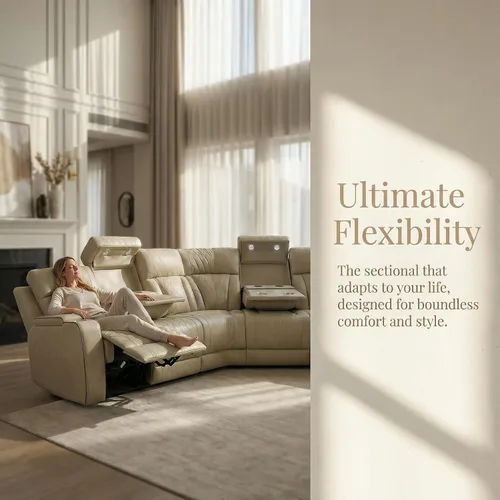 Vista 6 de FUOROLA Sofá modular de gran tamaño, sofá modular de cuero con reclinable, sofás seccionales para sala de estar, sofá reclinable de piel sintética