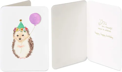 Vista 2 de Papyrus Tarjetas de cumpleaños para niños, erizo y elefante (2 unidades)